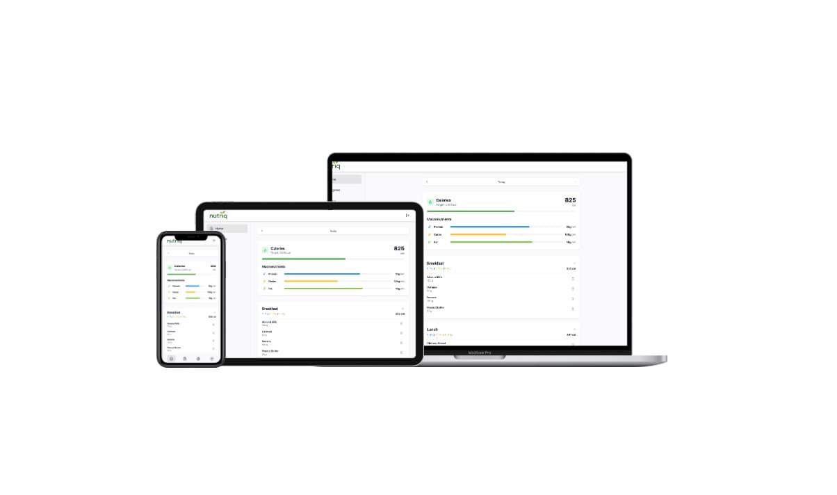 Nutriq running on mobile, tablet, and laptop