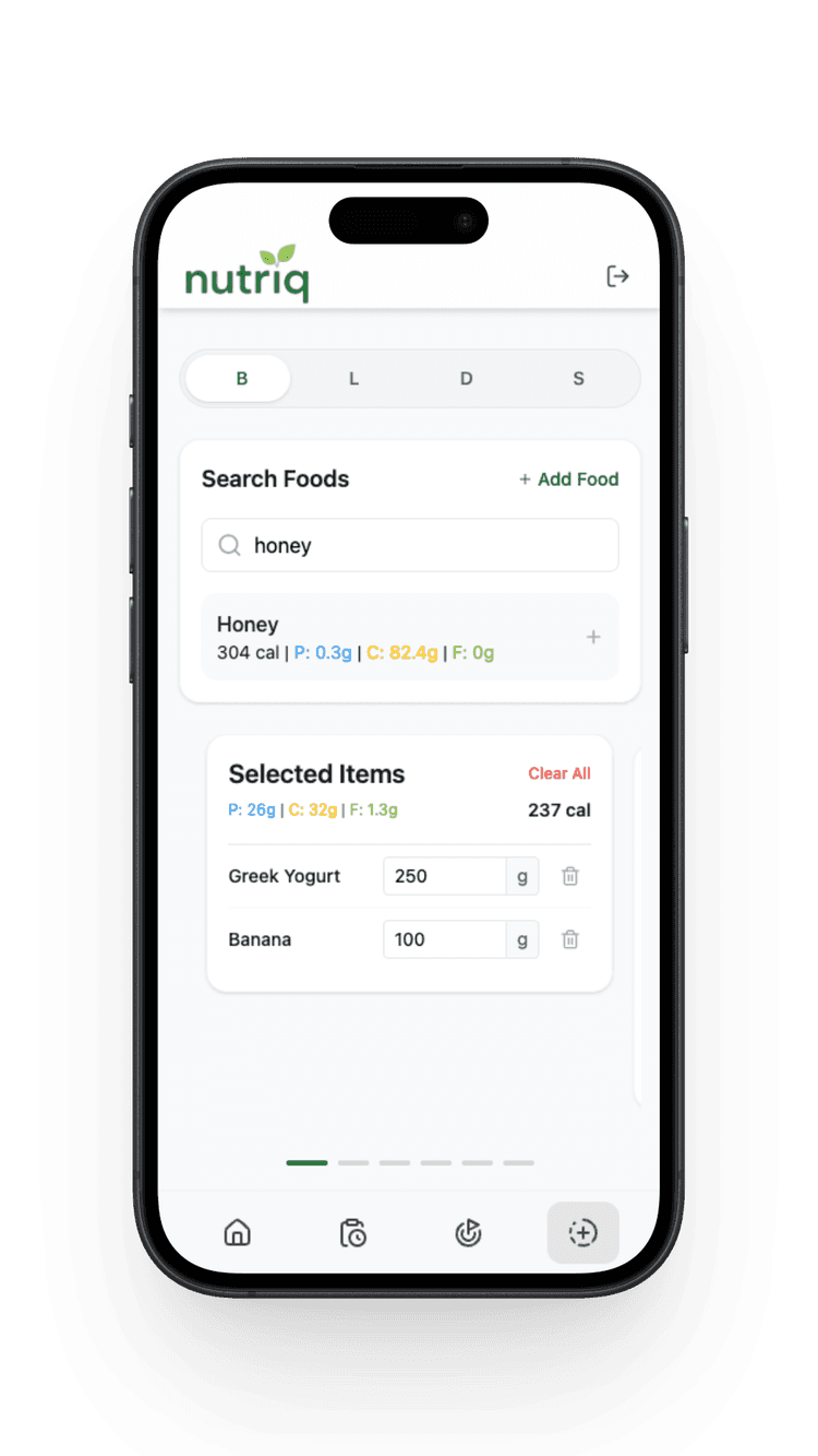 Food logging interface